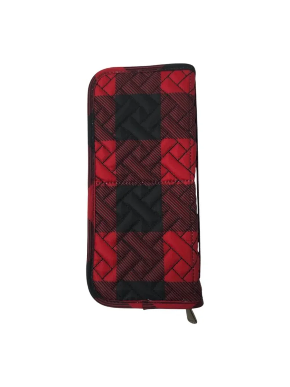 Lug Buffalo Check Red Black Plaid Quilted Compact Cosmetic Brush Organizer